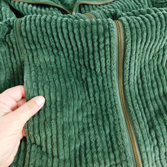 Woolrich Jacket Coat Womens Small Green Cotton Wide-Welt Corduroy Zip Fall EUC - Picture 8 of 13